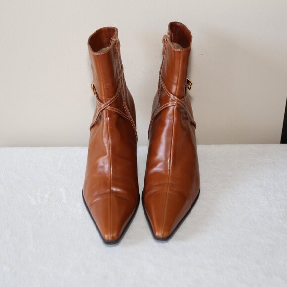 Gorgeous Ballin made in Italy brown buttery leather ankle boots pointed toes 36 - Picture 3 of 9